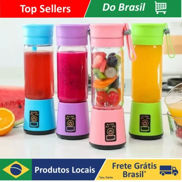 Mini Liquidificador Portátil 6 Lâminas Recarregável